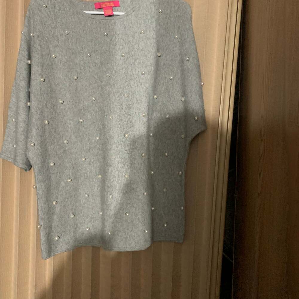 CATHERINE MALANDRINO Gray Pearl Oversized Sweater